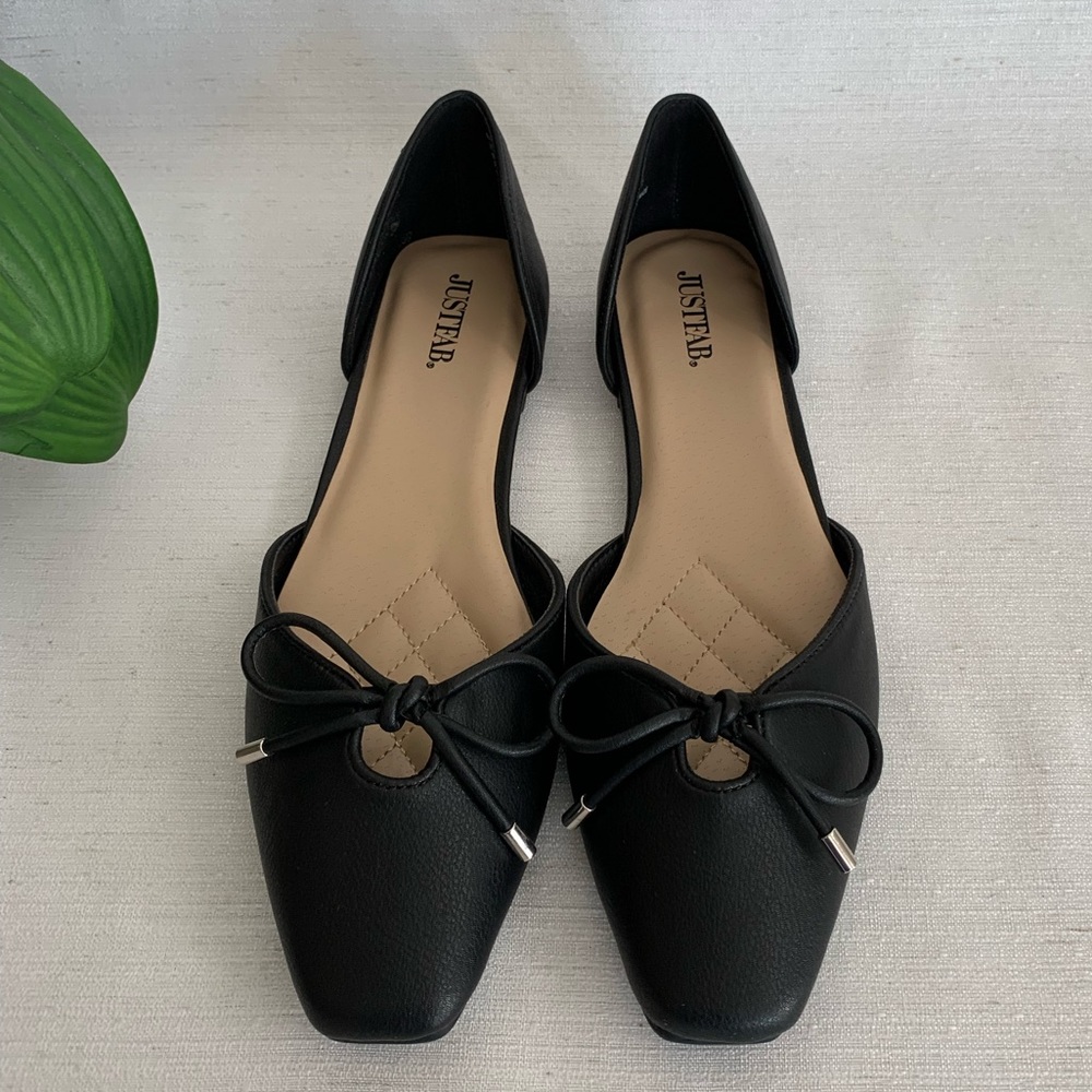 Just Fab Palma Black Bow Tie Flats Woman’s 7.5